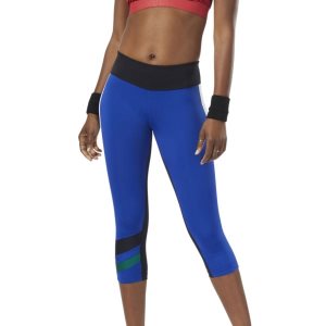 Legginsy Damskie Reebok Workout Ready Colorblock Capris Niebieskie PL 83NFDQE